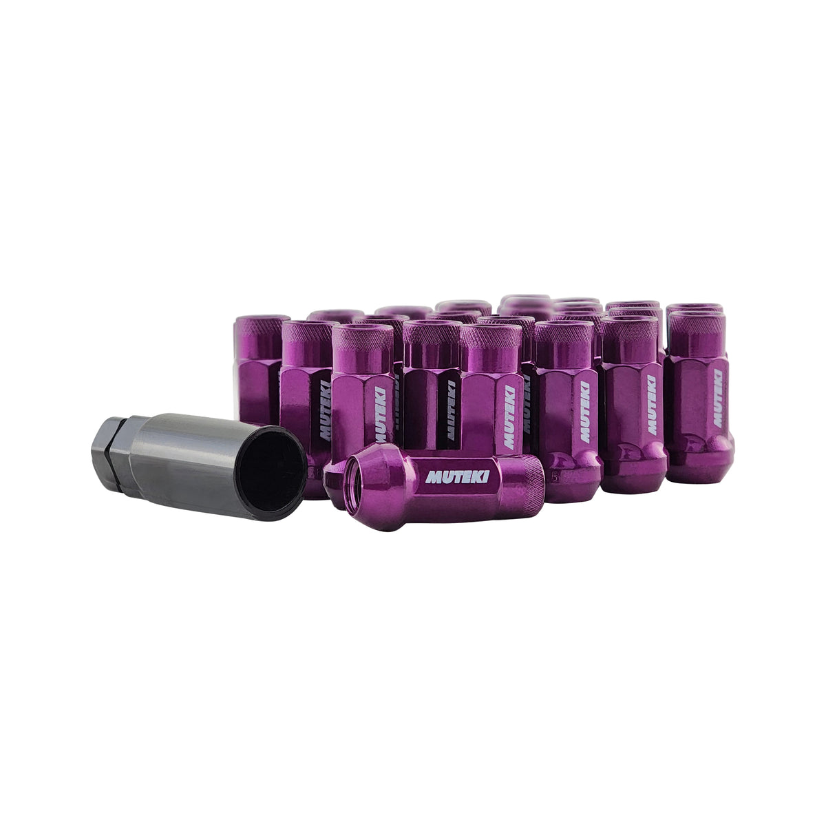 Muteki SR48 Extended Open Ended Wheel Tuner Lug Nuts – Chrome Purple – 12x1.5mm