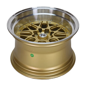 15x9 rims wheels gold polished lip