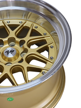 Load image into Gallery viewer, rs03 15x9 wheels gold and polished lip for 4x100 and 4x114.3 cars