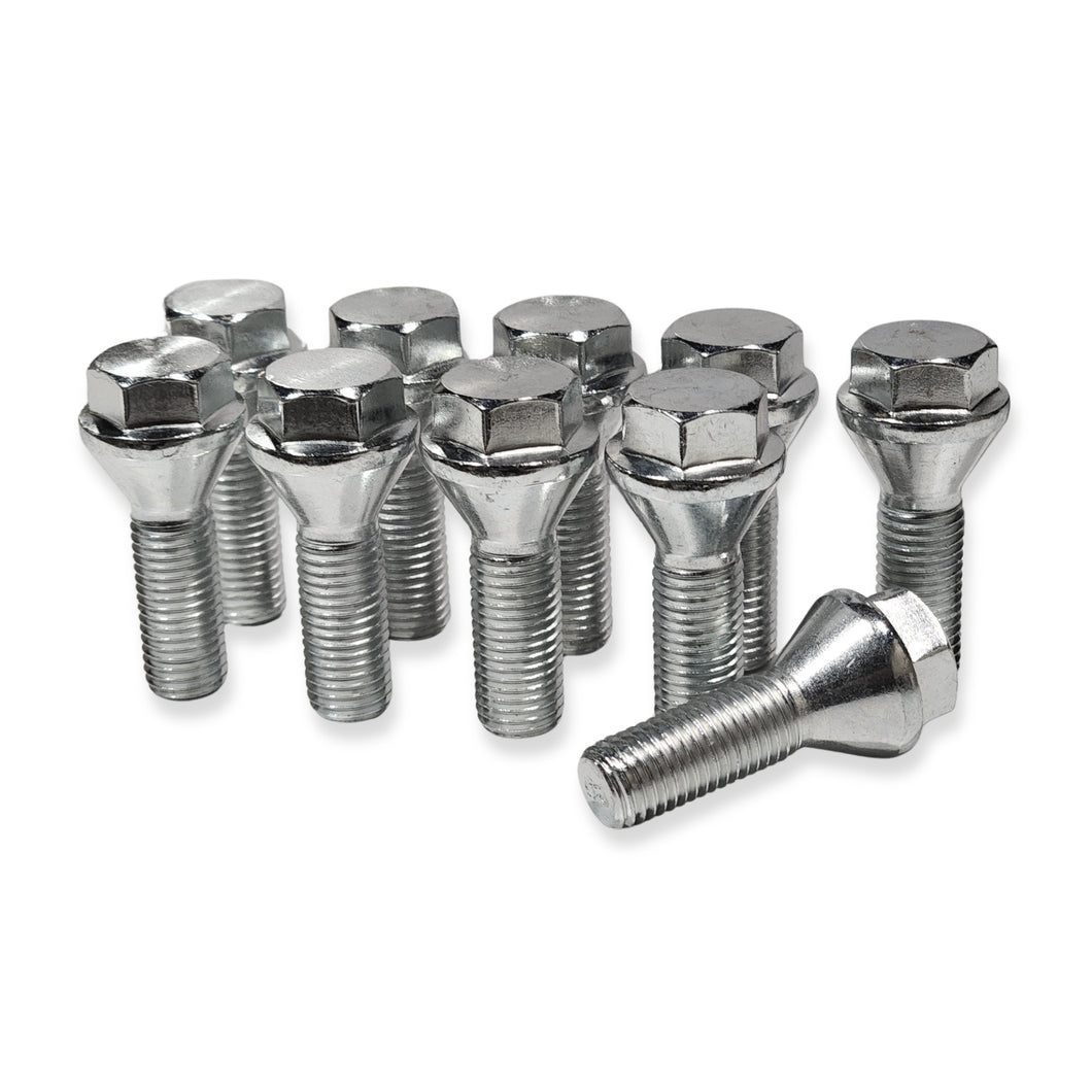 Pack of 10 M14x1.5 short head wheel bolts for alloy wheel spacers