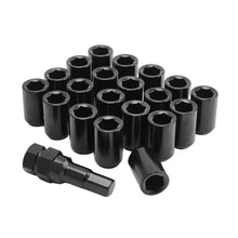 Load image into Gallery viewer, Steel black wheel nuts for aftermarket wheels – 6-point internal hex design
