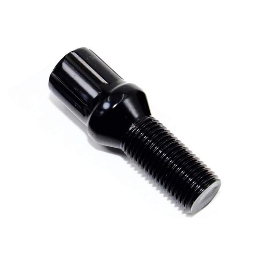 Bimecc Alloy Wheel Bolts For Audi VW - M14 X 1.5, 28mm Thread, Taper Seat, Black Slim Fit - Set Of 20 With Key