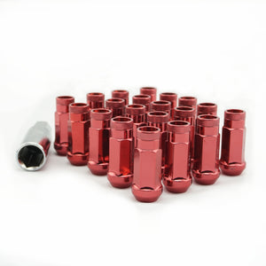 Extended Open  End Steel Wheel Nuts - Red