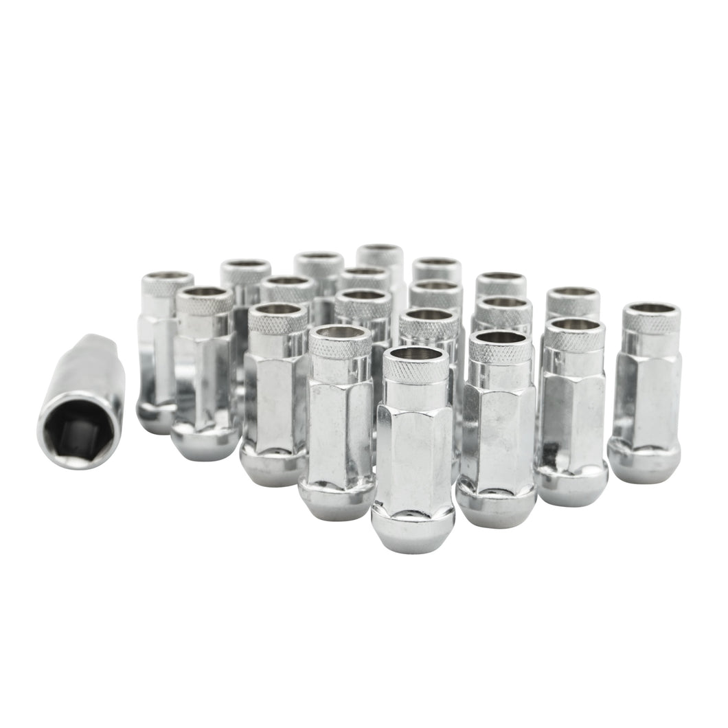 Extended Open  End Steel Wheel Nuts - Chrome