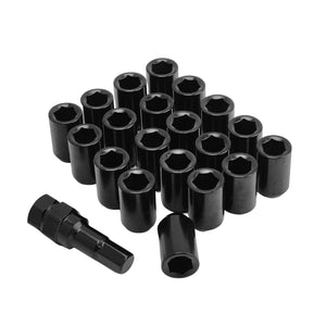 Slim Fit  Steel Wheel Nuts  6 Point Internal Hex Drive - Black